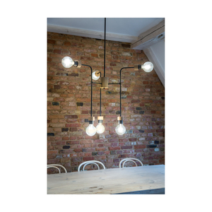 Lampa de tavan Montix, 6xE27, Max. 40 W, stejar tratat cu ulei/metal negru, Ø 73 cm small 3
