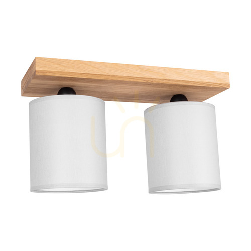 Verifica Lampa de tavan Morris, 2xE27, Max. 25 W, stejar uleiat/gri, abajur de 35 cm