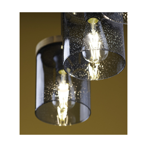 Lampa suspendată Monsun 4xE27 Max. 60 W, pin vopsit în maro / cablu din PVC negru / abajur din sticlă fumurie, 100 cm small 5