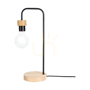 Lampa de masă Muriel, 1xE27, Max. 25 W, stejar lustruit cu ulei/metal negru/cablu împletit negru, 20 cm small 1