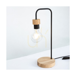 Lampa de masă Muriel, 1xE27, Max. 25 W, stejar lustruit cu ulei/metal negru/cablu împletit negru, 20 cm small 2