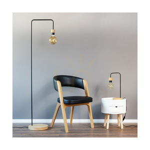 Lampa de masă Muriel, 1xE27, Max. 25 W, stejar lustruit cu ulei/metal negru/cablu împletit negru, 20 cm small 3