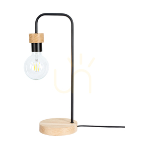 Lampa de masă Muriel, 1xE27, Max. 25 W, stejar lustruit cu ulei/metal negru/cablu împletit negru, 20 cm small 0