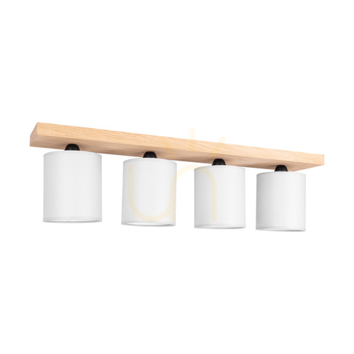 Verifica Lampa de tavan Morris 4xE27 Max. Lampă de 25 W din stejar tratat cu ulei/abat-jour gri, 75 cm