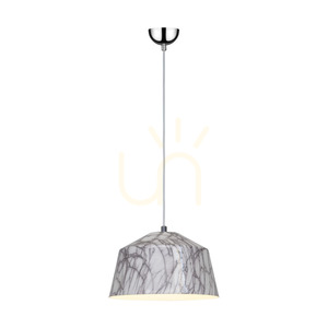 Lampa suspendată Natura, 1xE27, Max. 60 W, metal cromat / cablu din PVC transparent / abajur din metal alb-gri, Ø 28 cm small 1