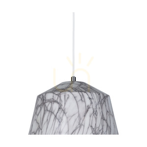 Lampa suspendată Natura, 1xE27, Max. 60 W, metal cromat / cablu din PVC transparent / abajur din metal alb-gri, Ø 28 cm small 2