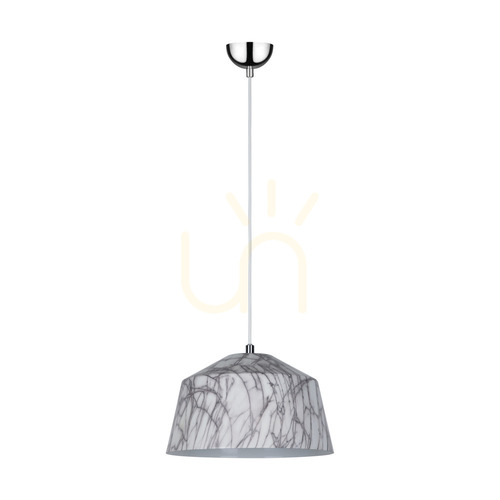Verifica Lampa suspendată Natura, 1xE27, Max. 60 W, metal cromat / cablu din PVC transparent / abajur din metal alb-gri, Ø 28 cm