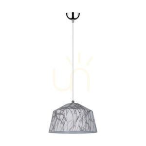 Lampa suspendată Natura, 1xE27, Max. 60 W, metal cromat / cablu din PVC transparent / abajur din metal alb-gri, Ø 28 cm small 0