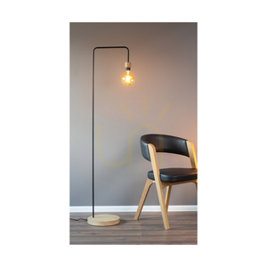 Lampa de podea Muriel, 1xE27, Max. 60 W, stejar uleiat/metal negru/cablu împletit negru, 40 cm small 5