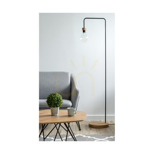 Lampa de podea Muriel, 1xE27, Max. 60 W, stejar uleiat/metal negru/cablu împletit negru, 40 cm small 6