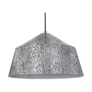 Lampa suspendată Natura, 1xE27, Max. 60 W, metal cromat / cablu din PVC transparent / abajur metalic negru-alb-gri, Ø 41,5 cm small 1