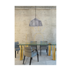Lampa suspendată Natura, 1xE27, Max. 60 W, metal cromat / cablu din PVC transparent / abajur metalic negru-alb-gri, Ø 41,5 cm small 2
