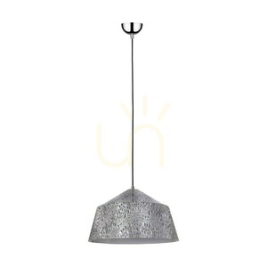 Lampa suspendată Natura, 1xE27, Max. 60 W, metal cromat / cablu din PVC transparent / abajur metalic negru-alb-gri, Ø 41,5 cm small 0