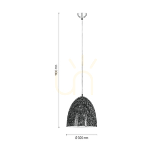 Lampa suspendată Natura, 1xE27, Max. 60 W, metal cromat / cablu din PVC transparent / abajur metalic negru-alb-gri, Ø 30 cm small 2