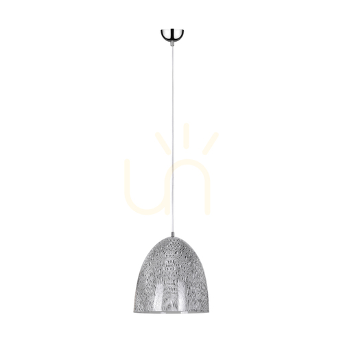 Verifica Lampa suspendată Natura, 1xE27, Max. 60 W, metal cromat / cablu din PVC transparent / abajur metalic negru-alb-gri, Ø 30 cm
