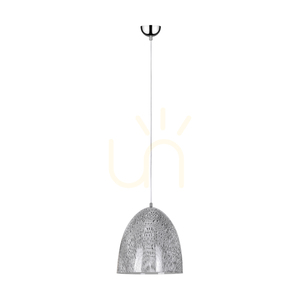 Lampa suspendată Natura, 1xE27, Max. 60 W, metal cromat / cablu din PVC transparent / abajur metalic negru-alb-gri, Ø 30 cm small 0