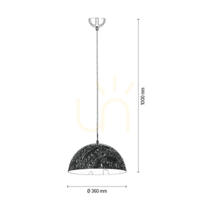 Lampa suspendată Natura, 1xE27, Max. 60 W, metal cromat / cablu din PVC transparent / abajur metalic negru-alb-gri, Ø 36 cm small 3