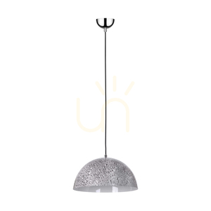Lampa suspendată Natura, 1xE27, Max. 60 W, metal cromat / cablu din PVC transparent / abajur metalic negru-alb-gri, Ø 36 cm small 0