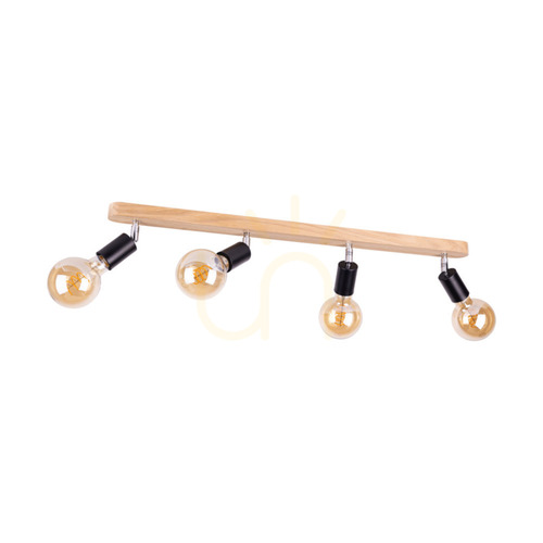Verifica Lampă de tavan „Negro” 4xE27 Max. 25 W, stejar tratat cu ulei/metal negru, 78 cm