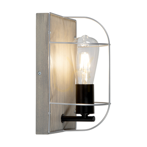 Aplică de perete Netuno 1xE27 Max. LED de 15 W, pin vopsit în gri / metal negru / metal argintiu, abajur de 15 cm small 1