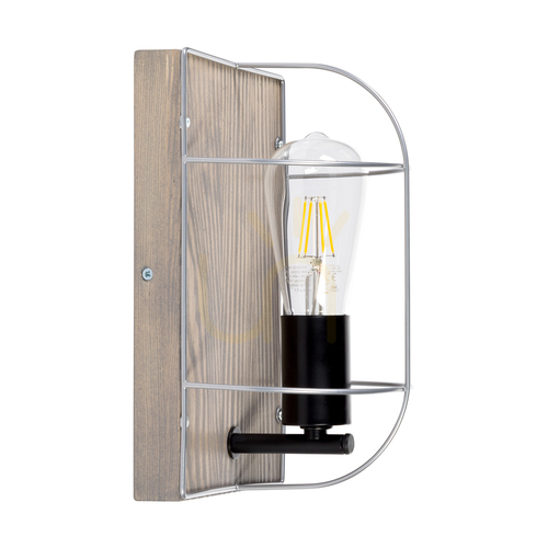 Verifica Aplică de perete Netuno 1xE27 Max. LED de 15 W, pin vopsit în gri / metal negru / metal argintiu, abajur de 15 cm