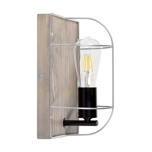 Aplică de perete Netuno 1xE27 Max. LED de 15 W, pin vopsit în gri / metal negru / metal argintiu, abajur de 15 cm small 0