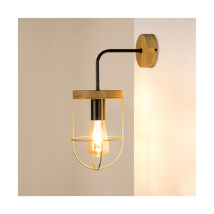 Aplică de perete Netuno, 1xE27, Max. LED de 25 W, pin vopsit în maro / metal negru / abajur din metal auriu, 25 cm small 2