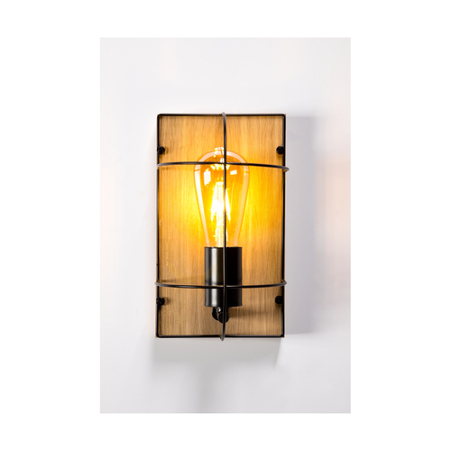 Verifica Aplică de perete Britop Netuno 92041174 1xE27, max. 15 W LED, stejar uleiat/metal negru, 15 cm