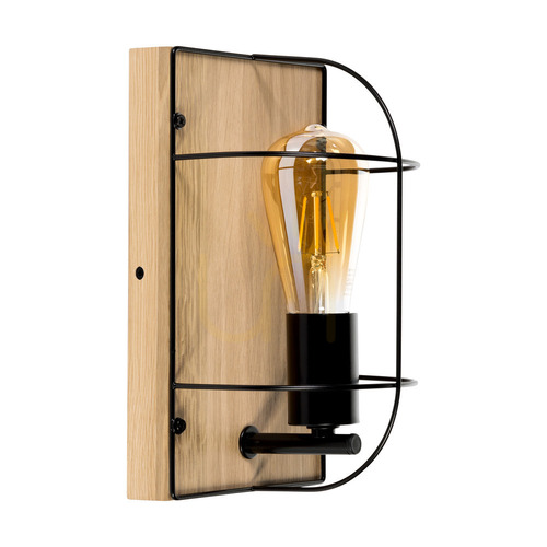 Verifica Aplică de perete Netuno 1xE27, maxim 15 W, LED, stejar uleiat/metal negru, 15 cm