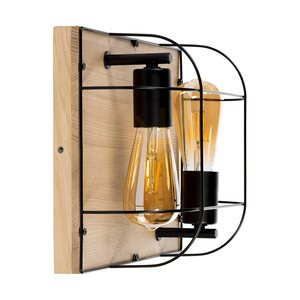 Aplică de perete / Lampă de tavan Netuno, 2xE27 max.. LED de 15 W, stejar uleiat / metal negru, 30 cm small 0