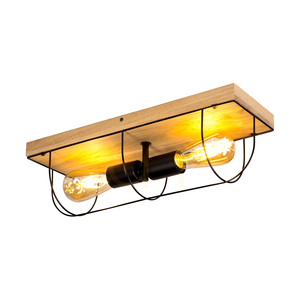 Aplică de perete / Lampă de tavan Netuno, 2xE27 max.. LED de 15 W, stejar uleiat / metal negru, 46 cm small 1