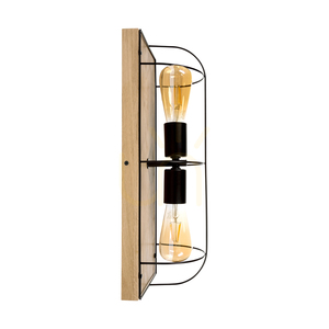 Aplică de perete / Lampă de tavan Netuno, 2xE27 max.. LED de 15 W, stejar uleiat / metal negru, 46 cm small 2