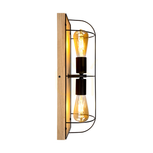 Aplică de perete / Lampă de tavan Netuno, 2xE27 max.. LED de 15 W, stejar uleiat / metal negru, 46 cm small 3