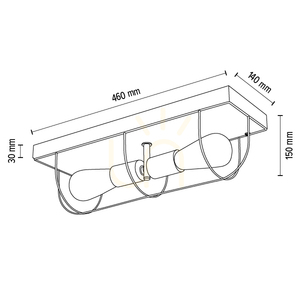 Aplică de perete / Lampă de tavan Netuno, 2xE27 max.. LED de 15 W, stejar uleiat / metal negru, 46 cm small 6