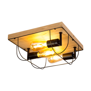 Lampa de tavan Netuno, 3xE27, Max. LED de 15 W, stejar uleiat/metal negru, 34 cm small 1