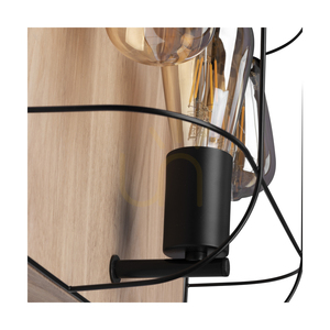Lampa de tavan Netuno, 3xE27, Max. LED de 15 W, stejar uleiat/metal negru, 34 cm small 2