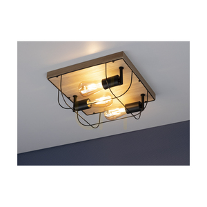 Lampa de tavan Netuno, 3xE27, Max. LED de 15 W, stejar uleiat/metal negru, 34 cm small 3