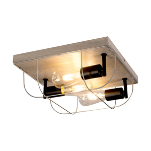 Lampa de tavan Netuno, 3xE27, Max. LED de 15 W, pin vopsit, metal gri/negru, abajur din metal argintiu, 34 cm small 1