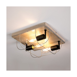 Lampa de tavan Netuno, 3xE27, Max. LED de 15 W, pin vopsit, metal gri/negru, abajur din metal argintiu, 34 cm small 2