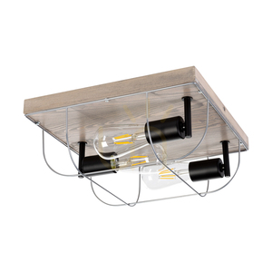 Lampa de tavan Netuno, 3xE27, Max. LED de 15 W, pin vopsit, metal gri/negru, abajur din metal argintiu, 34 cm small 0