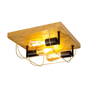 Lampa de tavan Netuno, 3xE27, Max. LED de 15 W, pin vopsit în maro / metal negru / metal auriu, abajur de 34 cm small 1