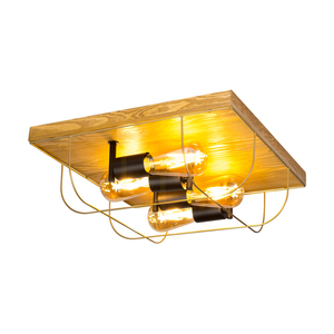 Lampa de tavan Netuno, 4xE27, Max. LED de 15 W, pin vopsit în maro / metal negru / metal auriu, abajur de 40 cm small 1