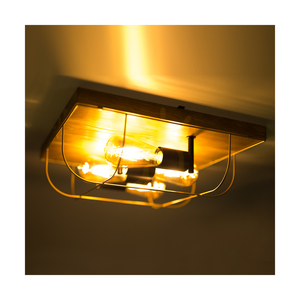 Lampa de tavan Netuno, 4xE27, Max. LED de 15 W, pin vopsit în maro / metal negru / metal auriu, abajur de 40 cm small 2