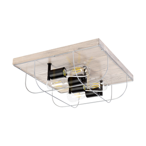 Lampa de tavan Netuno, 4xE27, Max. LED de 15 W, pin vopsit, metal gri/negru, abajur din metal argintiu, 40 cm small 0