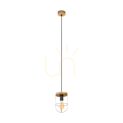 Verifica Lampa suspendată Netuno, 1xE27, Max. 60 W, pin vopsit în maro / metal negru / cablu din PVC negru / abajur din metal auriu, Ø 15 cm