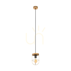 Lampa suspendată Netuno, 1xE27, Max. 60 W, pin vopsit în maro / metal negru / cablu din PVC negru / abajur din metal auriu, Ø 15 cm small 0