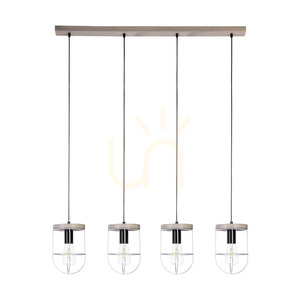 Lampa suspendată Netuno 4xE27 Max. 60 W, pin vopsit în gri / metal negru / cablu din PVC negru / abajur din metal argintiu, 100 cm small 0