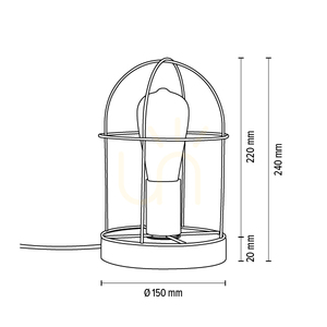 Lampa de masă Netuno, 1xE27, Max. 25 W, pin vopsit în maro / metal negru / cablu din PVC negru / abajur din metal auriu, Ø 15 cm small 3
