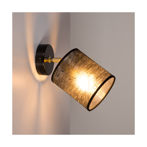 Aplică de perete Nevoa 1xE27 Max. Lampă metalică negru-auriu de 25 W / Abajur negru de 25 cm small 2