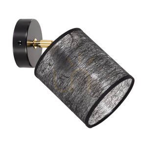 Aplică de perete Nevoa 1xE27 Max. Lampă metalică negru-auriu de 25 W / Abajur negru de 25 cm small 0
